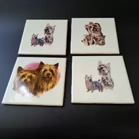 662-02-04 Mariwasa Set Of Four Vintage Philippines Yorkie Yorkshire Terrier Tiles Coasters 662-02-04 Mariwasa Set Of Four Vintage Philippines Yorkie Yorkshire Terrier Tiles Coasters