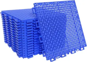 Mat 744759685797 16 Pcs Interlocking Rugged Deck Floor Tiles Non-slip With Drainage Holes Plastic