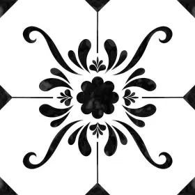Mi Alma 810086831982 Peel Nft Stick Tile 7 Inch X7 Waterproof Arabesque Mosaic Pattern Vinyl Black