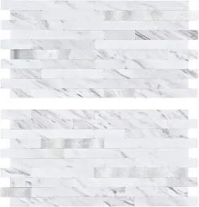 Midcard 313043219286 20 Sheet Peel And Stick Backsplash White Marble Pvc Wall Tile For Kitch