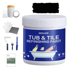 Tilepaint-ml007-1kg-bk Mollor Tub And Tile Refinishing Kit With Tools 35oz White Paint Water Based