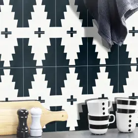 Moroccan Craft Masters 293754122068 Handmade Cement Tile Villa Navy Blue/ White 8 Set Of 12 Tiles