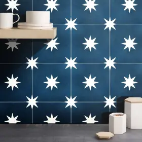 Moroccan Craft Masters 293754122815 Handmade Cement Tile Najma Navy Blue/ White 8 Blue Sample - 1 Ti