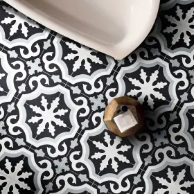 Moroccan Mosaic 653836088478 Handmade Tanger Black And Grey Tile Pack Of 12 Morocco Blue Box Tiles