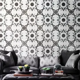 Moroccan Mosaic 653836096374 Handmade Merzouga In Black And Gray Tile Pack Of 12 White Set Tiles