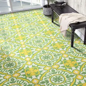 Bh-2103-ab Moroccan Mosaic & Tile House Handmade Baha In Green And Yellow Pack Of 12 Morocco Set Til