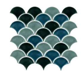 Msi 747583084644 Azul Scallop Glossy 13.11 Inch X 9.96 Porcelain Mosaic Tile 9.1 Sq Ft