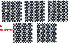 Msi 747583087454 5 Sheets Azul Penny Round Glossy Porcelain Mosaic Floor And Wall Tile 12x13