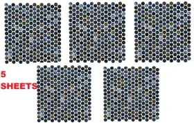 Msi 747583087454 5 Sheets Azul Penny Round Glossy Porcelain Mosaic Floor And Wall Tile 12x13