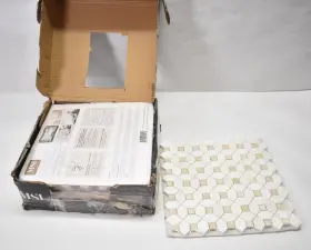 Msi 747583090942 Lot Of 10 Tiles Bianco Dolomite Crema Dotty Mosaic Tile Sheets Marble 12.4 Inch