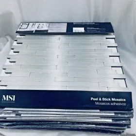 Msi 747583096210 Lot 15 Silverina Interlocking Silver Metal Backsplash Bath Tile Peel Stick