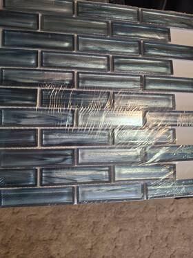 Msi 747583102492 Oasis Blast Glass Mosaic Tile Sheet Blue Gray Mesh Mounted 12x11.75in
