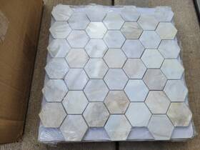 Msi 747583174390 Lot Of 10 Sheets Angora 2 Inch Hexagon Honed Mosaic Marble Floor Tiles Read Descript