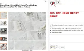 Nhdhor1632c Msi 327 Sq-ft Hornbill Gray 16 X 32 Polished Porcelain Onyx Look Floor Wall Tile