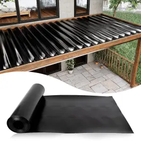 Mzz2326 Muzata 1pcs 50ft Black Under Deck Drainage System Trough Hdpe Waterproofing Membrane Fi