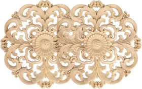 Mysummerus0719251 Mysummer Unfinished Round Wood Appliques 12cm Carved Flower Decor For Furniture Diy