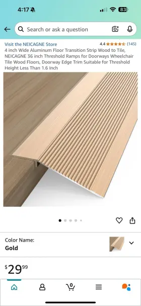 Hcx-90-gold Neicagne 4 Inch Wide Aluminum Floor Transition Strip Wood To Tile 36 Th