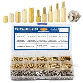 Nindejin 763347774866 910 Pcs M3 Motherboard Standoff Screws Male Female One Size Gold