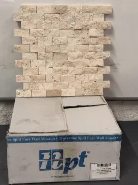 Fbr-37-1066 Npt 250-001 9 Ft 1 Inch X 2 Split Face Travertine Mosaic Ivory /