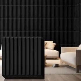Hl-nuanchu-4318 Nuanchu 32 Pcs 3d Slat Wall Panels 12 X Inch Pvc Fluted Textured Panel Black