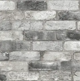 Nus3550 Nuwallpaper London Brick Peel And Stick Wallpaper Grey Gray