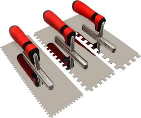One Quarter Jl-088 Tile Tools Stainless Steel Square Notched Trowel Set 3 Pc Notch Size 5/32 Inch And 5