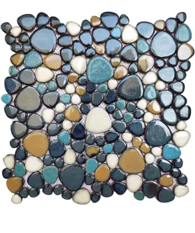 Parrotile 736961792974 Pebble Tile For Shower Floor Aqua Cobalt Blue Mosaic Backsplash Tiles 5 Sheets