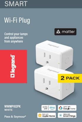 Pass & Seymour 785007454673 Legrand Radiant Wi-fi Matter Smart Plug Hub Required 2 Pack White