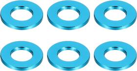 Patikil 240417 M10 Aluminum Spacers 6 Pcs Metal 10.5mm Id X 20mm Od 2mm L Blue