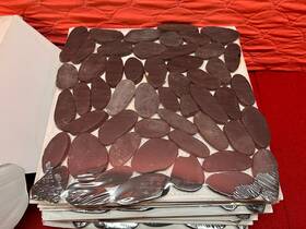 Pebblino Mosaic 100132158 Nib Set Of 10 Mosaici Flat Black Honed Pebble #100132158 Good Cond