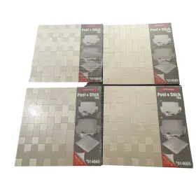 914665 Peel & Stick Tile Set Of 4 And Real Metal Mosaic Backsplash Style 1 Square Ft 914665 Peel & Stick Tile Set Of 4 And Real Metal Mosaic Backsplash Style 1 Square Ft