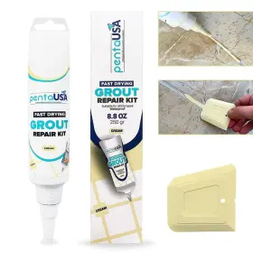 Pentausa 760851382853 Tile Grout Repair Kit - Cream Filler Triple Protection Fast Drying Fo