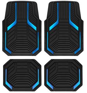 Pic Auto Jd102-234blue Heavy Duty Rubber Floor Mats Blue Aluminum Film Car Set Front