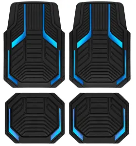 Jd102-234blue Pic Auto Heavy Duty Rubber Floor Mats Blue Aluminum Film Car Set Front