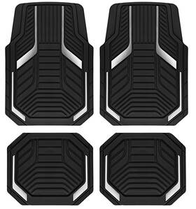 Pic Auto Jd102-234silver Heavy Duty Rubber Floor Mats Silver Aluminum Film Car Set Fro