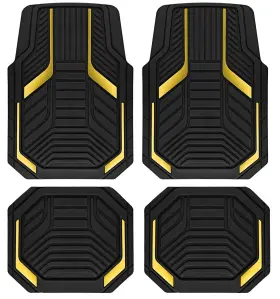 Jd102-234yellow Pic Auto Heavy Duty Rubber Floor Mats Yellow Aluminum Film Car Set Fro