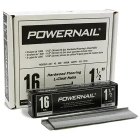 L150165 Powernail 724373418469 16 Gauge 1-1/2 Inch Length L-cleat Nail For Hardwood Flooring L150165 Powernail 724373418469 16 Gauge 1-1/2 Inch Length L-cleat Nail For Hardwood Flooring