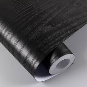 Practicalws 667322000778 Black Wood Wallpaper Peel And Stick 17.7 In X 236.2 Wallp