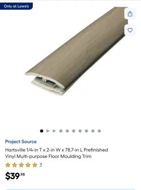 1248271 Project Source Vinyl Brown 4-in-1 Moulding Trim 78.7in Mpn