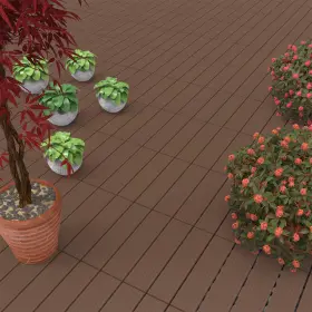 50-lg1191 Pure Garden 193420187632 Deck Pattern Outdoor Floor Set Of 6 Interlocking Brown Slat Patio T
