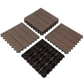Pure Garden 196220558886 Interlocking Deck Tiles - 6-pack 11.6-inch Waterproof All Weather Outdoor Flo