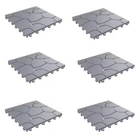 Pure Garden 313028911983 Interlocking Polypropylene Flooring Tile Weather Resistant Patio Deck Tiles 6set