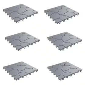 Pure Garden 313028911983 Interlocking Polypropylene Flooring Tile Weather Resistant Patio Deck Tiles 6set