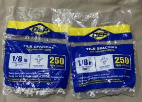 10026q Qep 500 Count Tile Spacers 1/8 Inch 3mm White Flexible Pvc Cross 2 New Bags Grout Lines