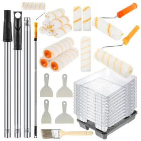Qilery-jkqw-3727 Qilery 31 Pcs 4 Inch 9 Paint Roller Kit With Extension Pole Include