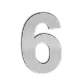 Qt Home Decor 758576259604 Quart Modern House Number - Small 4 Inch Brushed Stainless Steel 6 Six
