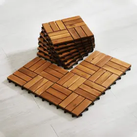 Rakyto 709081365182 Solid Wood Interlocking Flooring Tiles Pack Of 10 12 Inch X . Ac