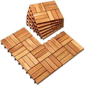 Lslq12 Rakyto Acacia Deck Tiles Pack Of 10 Hardwood Interlocking Patio