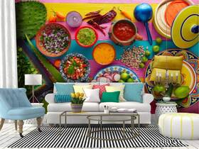 Recethrows 158392969138 Wall Mural Mexican Food Mix With Sauces Nopal And Tamale Colorful Sto