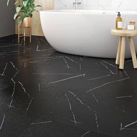 Rewallpaper 019-ss74-3 Black Peel And Stick Floor Tile Waterproof Marble Vinyl Tiles Removable Se